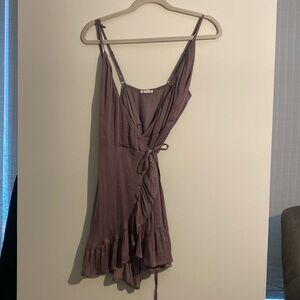 Free People Purple Mini Dress with Ruffle Hem